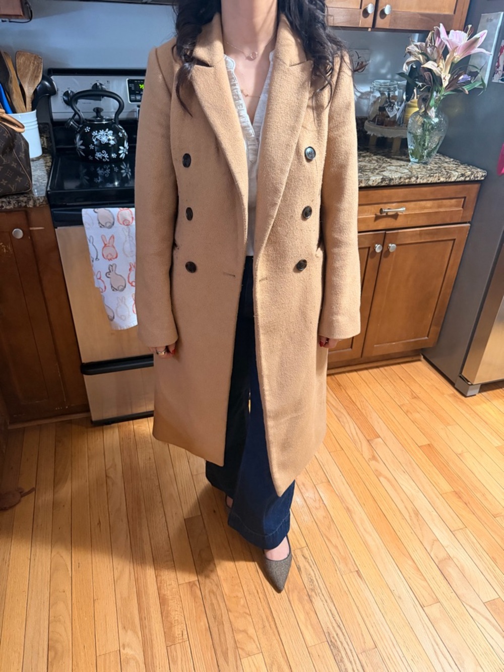 LOFT Camel Wool-Blend Coat in Light Tan